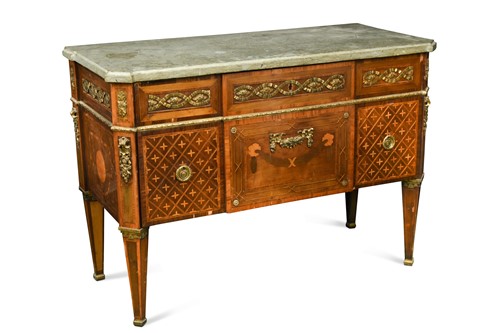 Lot 306 - A Swedish Neo-classical style marquetry commode, 19th century