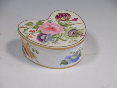 Lot 80 - Derby heart shaped floral painted dish and...