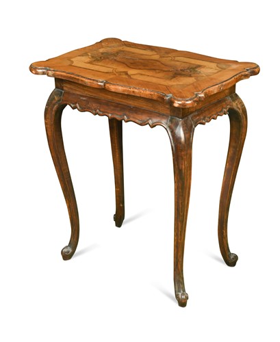 Lot 153 - A Continental walnut and fruitwood side table, 19th century