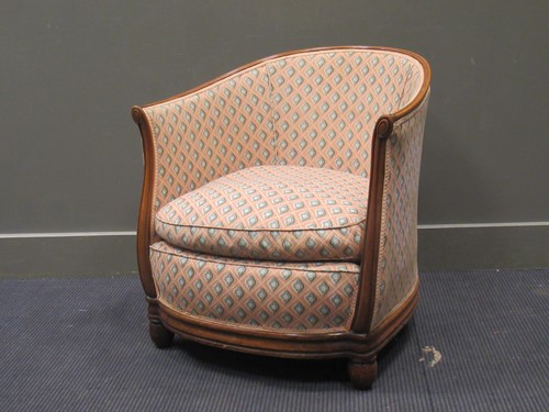 Lot 464 - A Continental walnut framed tub chair, 19th...