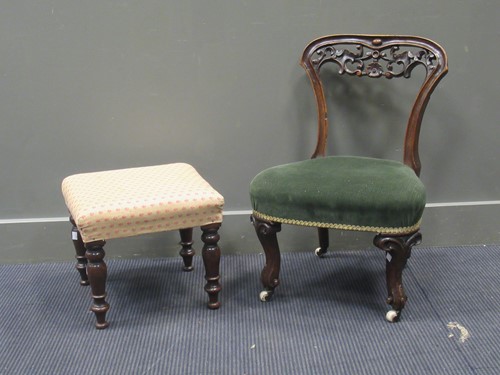 Lot 463 - A Victorian carved walnut low chair together...