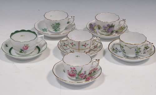 Lot 39 - Six small Herend floral 'mocca' cups and saucers