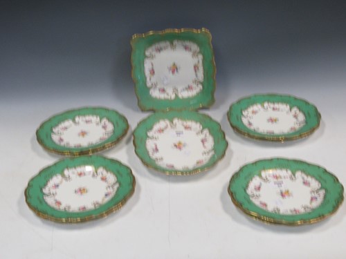 Lot 68 - Mintons green and floral dessert service with...