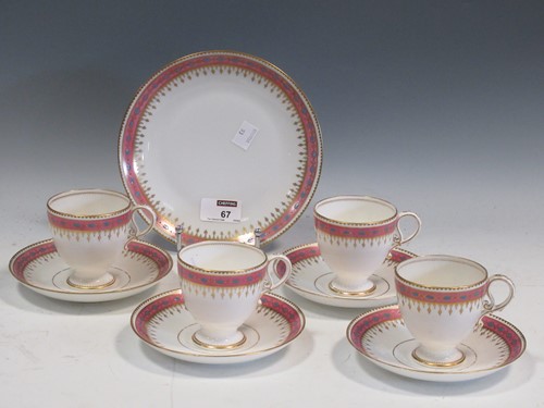 Lot 101 - Copeland pink and blue rimmed tea service,...