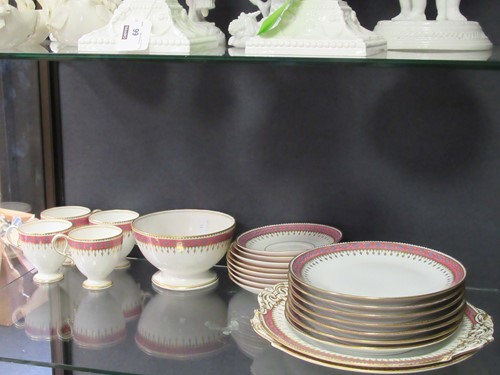 Lot 101 - Copeland pink and blue rimmed tea service,...