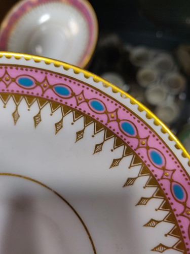 Lot 101 - Copeland pink and blue rimmed tea service,...