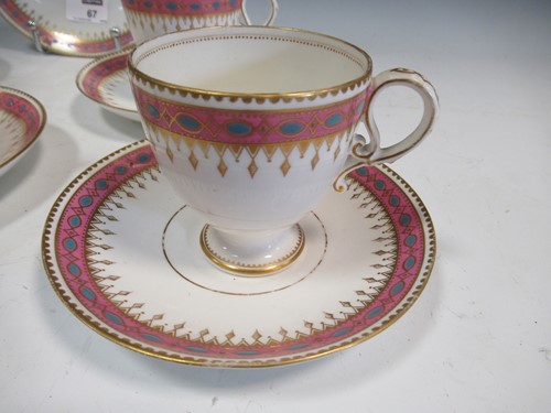 Lot 101 - Copeland pink and blue rimmed tea service,...