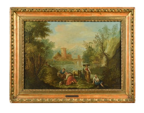 Lot 227 - Follower of Giuseppe Zais Pastoral figures...