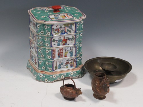 Lot 54 - A Chinese porcelain stacking bowls and various...