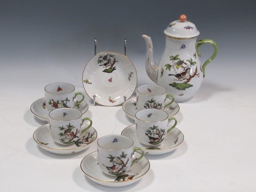 Lot 53 - A Herend Rothschild pattern coffee set for six...
