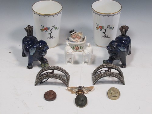 Lot 99 - A pair of paste shoe buckles, three classical...