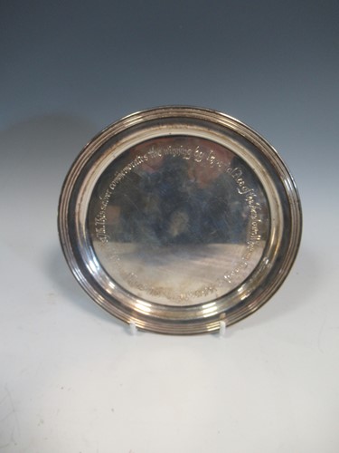 Lot 215 - A silver waiter inscribed 'This salver...