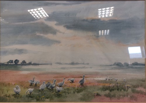 Lot 335 - Elspeth Eagle Clarke Geese in a landscape...