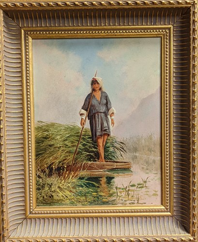 Lot 404 - Punting - Reed harvest, possibly India oil on...