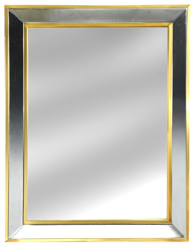 Lot 303 - A vintage Italian brass and chrome framed wall mirror, circa 1970