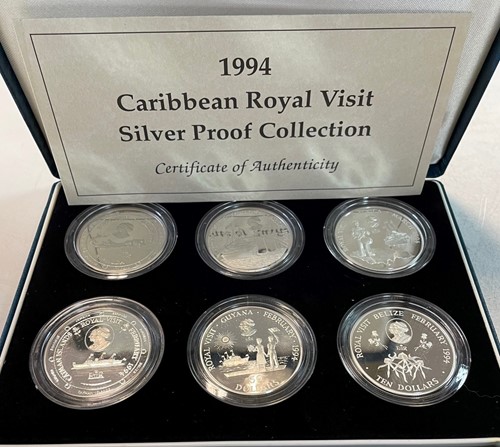 Lot 12 - Royal Mint Caribbean Royal Visit 1994, 6 coin...