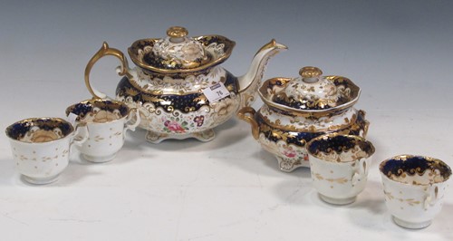 Lot 76 - An English 19th century gilt and blue tea...