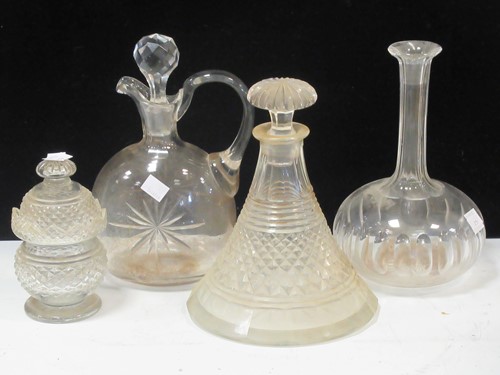 Lot 79 - Various cut glass decanters; together with...