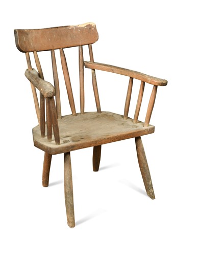 Lot 126 - A primitive pine hedgerow chair, 19th century