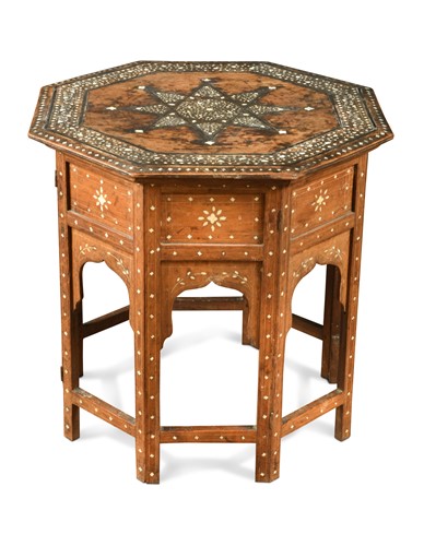 Lot 266 - A bone inlaid Hoshiarpur octagonal table, 19th century