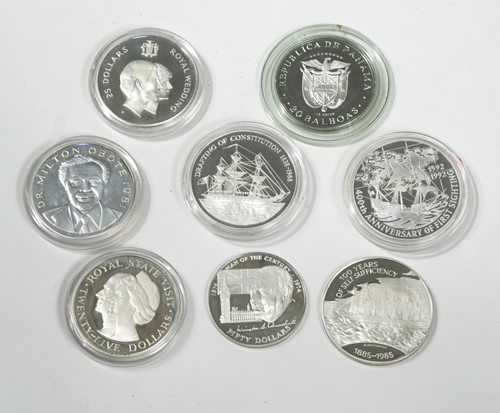 Lot 13 - Eight larger size silver proof coins: Falkland...