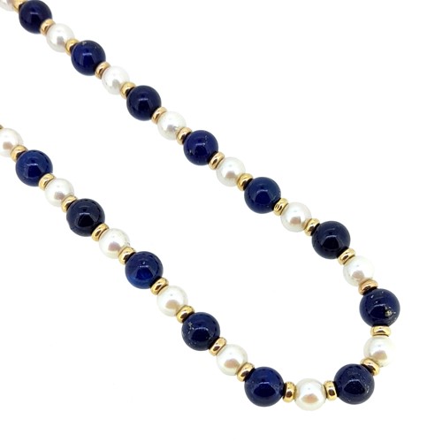 Lot 138 - A lapis and pearl necklace