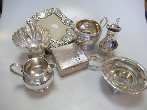 Lot 222 - Three silver sugar bowls and two silver cream...
