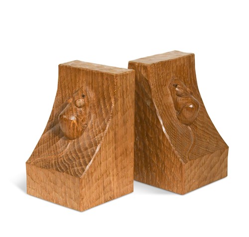 Lot 178 - Robert 'Mouseman' Thompson (1876-1955), a pair of oak bookends