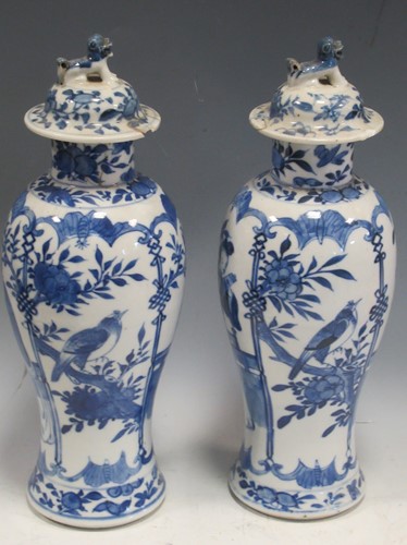 Lot 43 - A pair of Chinese blue and white vases and...