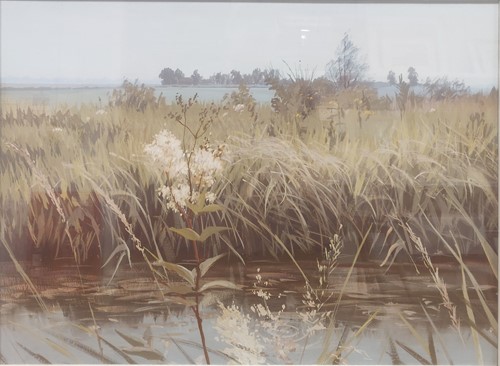 Lot 363 - Anthony Day (b.1922) Fenland scene gouache 50...