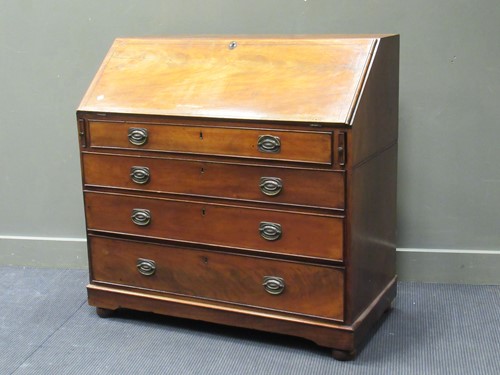 Lot 489 - A George III mahogany bureau, 106.5 x 107 x 53cm