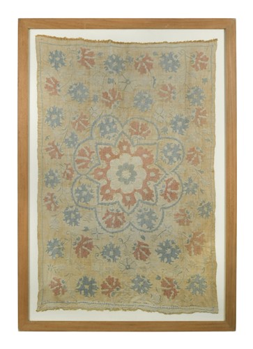 Lot 459 - An embroidered turban cover or 'kavuk ortusu', Ottoman, 18th century