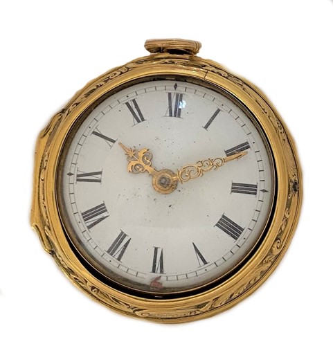 Lot 291 - H. Betterton, London - A mid 18th century 22ct gold pair cased pocket watch