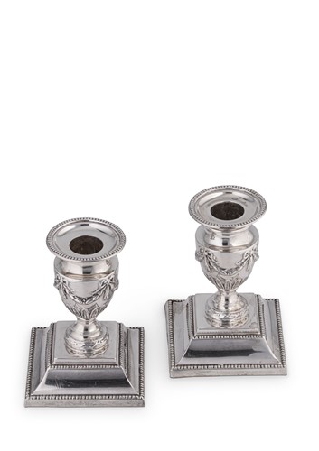 Lot 578 - A pair of Victorian silver library candlesticks