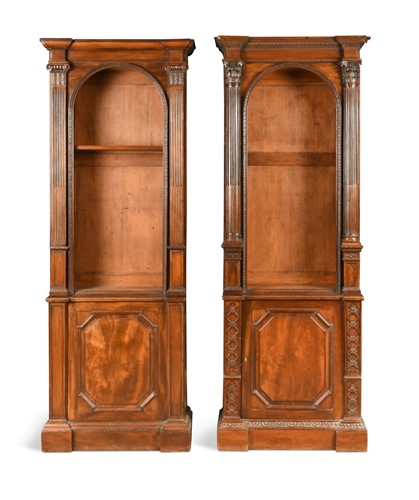 Lot 428 - A near pair of mahogany Chippendale style bookcases, late 19th century