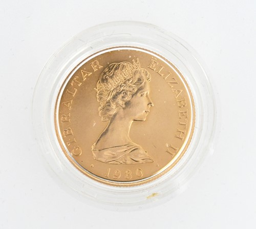 Lot 40 - Gibraltar £50 gold coin 1980, with Nelson to...