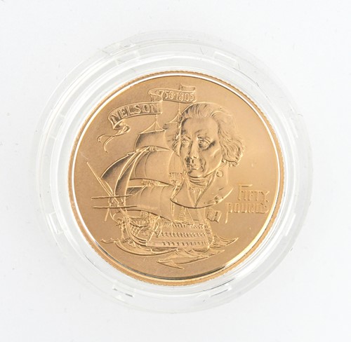 Lot 40 - Gibraltar £50 gold coin 1980, with Nelson to...
