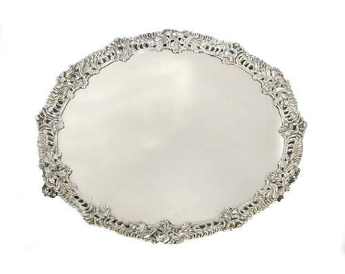 Lot 547 - A George III 18th century silver salver, mark of Ebenezer Coker