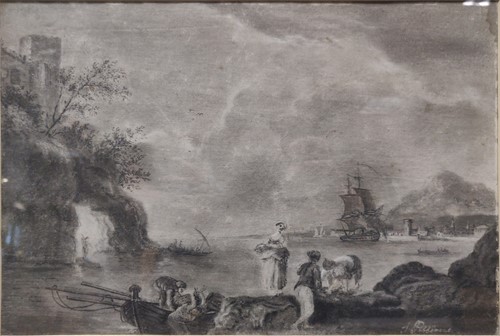 Lot 310 - Follower of J Pillement Coastal scene with...