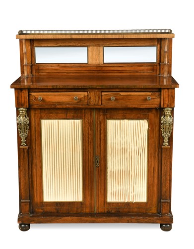 Lot 214 - A Regency rosewood and brass line inlaid chiffonier