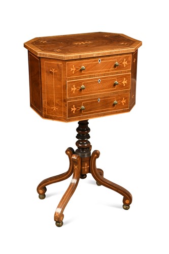 Lot 329 - A late George III octagonal inlaid work table