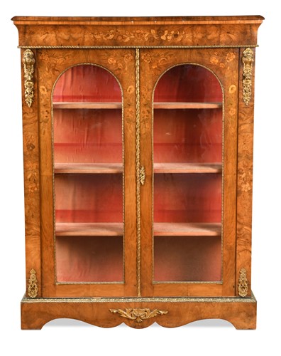 Lot 324 - An inlaid walnut and gilt metal display cabinet, 19th century
