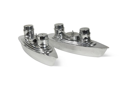 Lot 164 - A pair of Art Deco chromium plated cruet sets