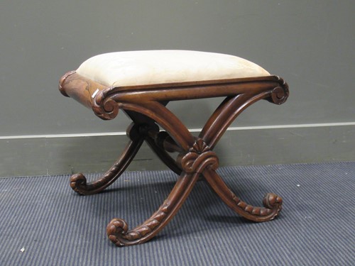 Lot 511 - A Regency rosewood carved X-frame stool, 44 x...