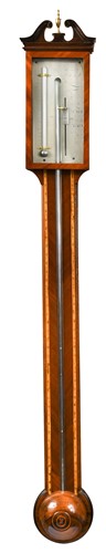 Lot 196 - A late George III mahogany stick barometer by Baptista Ronchetti, Manchester