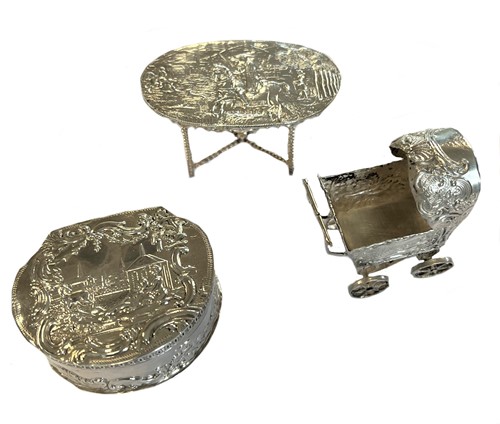 Lot 458 - A continental metalwares trio