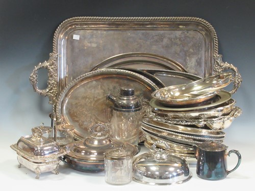 Lot 229 - A large silver plated tray, together with...