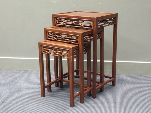 Lot 468 - A nest of three Chinese tables, 69 x 46 x 36cm