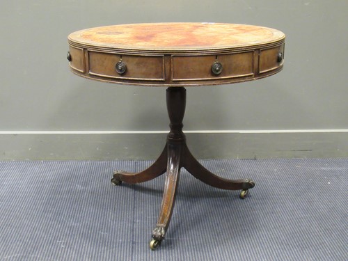 Lot 392 - A Regency style mahogany drum table, 69cm high...