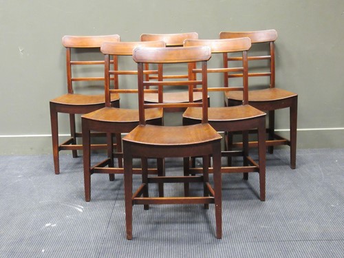 Lot 417 - A set of six line inlaid mahogany bar back...